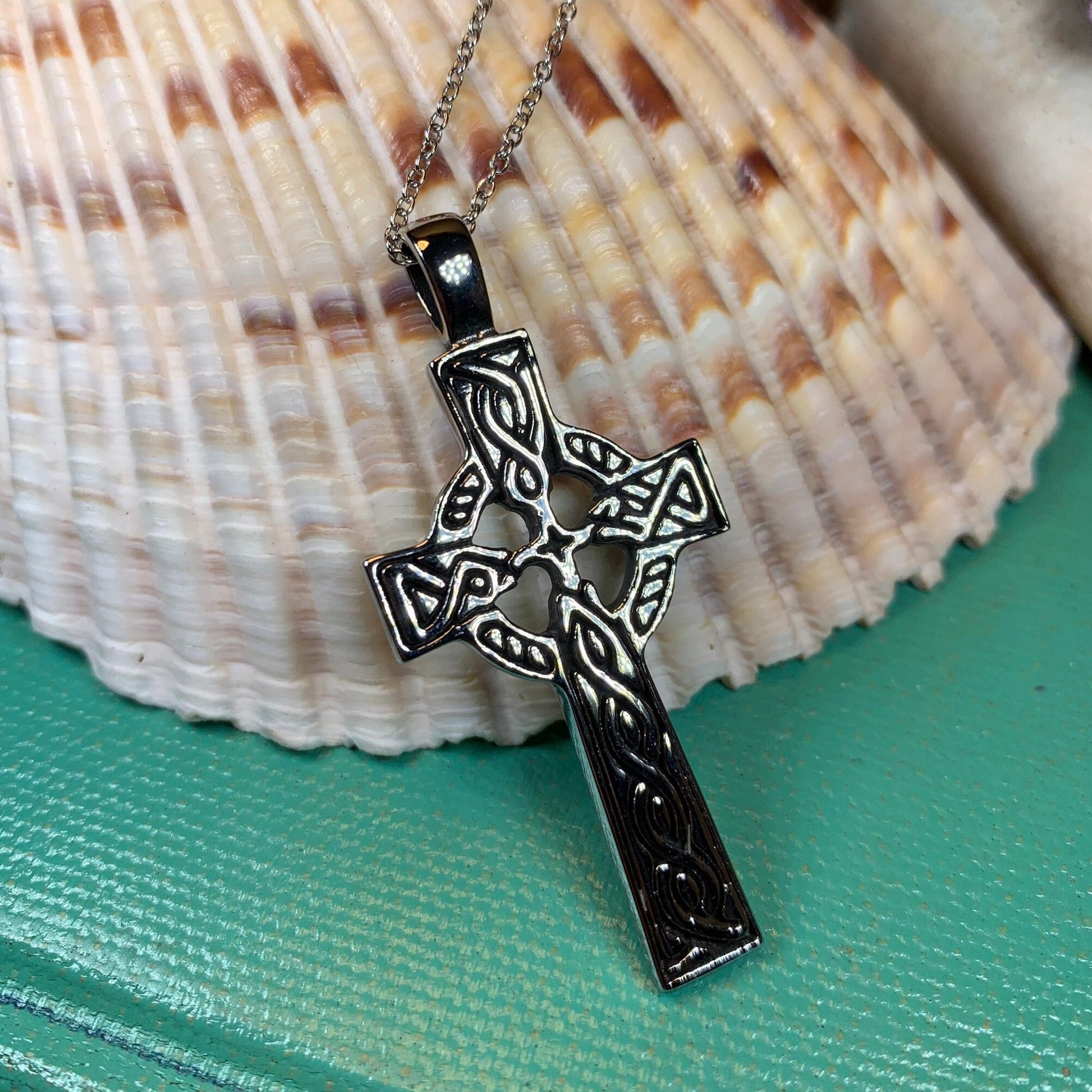 Celtic Cross Necklace, Cross Pendant, Irish Cross, Anniversary Gift, First Communion Gift, Baptism Cross, Religious Jewelry, Spiritual Gift