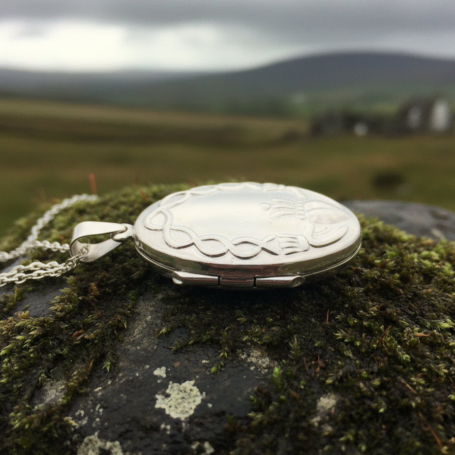 Oval Claddagh Locket Necklace in Sterling Silver — view 5