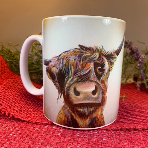 Load image into Gallery viewer, Highland Cow Mug, Scotland Gift, Scottish Mug, Ceramic Mug, Cow Lover Gift, Outlander Gift, Coffee Mug Gift, Mom Gift, Dad Gift, Wife Gift
