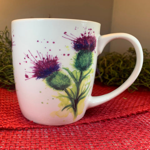 Load image into Gallery viewer, Thistle Mug, Scotland Gift, Scottish Thistle Mug, Ceramic Mug, Outlander Gift, Coffee Mug Gift, Mom Gift, Dad Gift, Wife Gift, Gift for her
