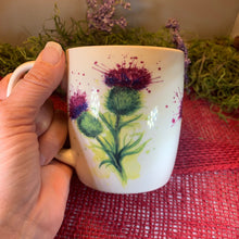 Load image into Gallery viewer, Thistle Mug, Scotland Gift, Scottish Thistle Mug, Ceramic Mug, Outlander Gift, Coffee Mug Gift, Mom Gift, Dad Gift, Wife Gift, Gift for her
