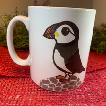 Load image into Gallery viewer, Puffin Mug, Scotland Gift, Scottish Bird Mug, Ceramic Mug, Bird Lover Gift, Outlander Gift, Coffee Mug Gift, Mom Gift, Dad Gift, Wife Gift
