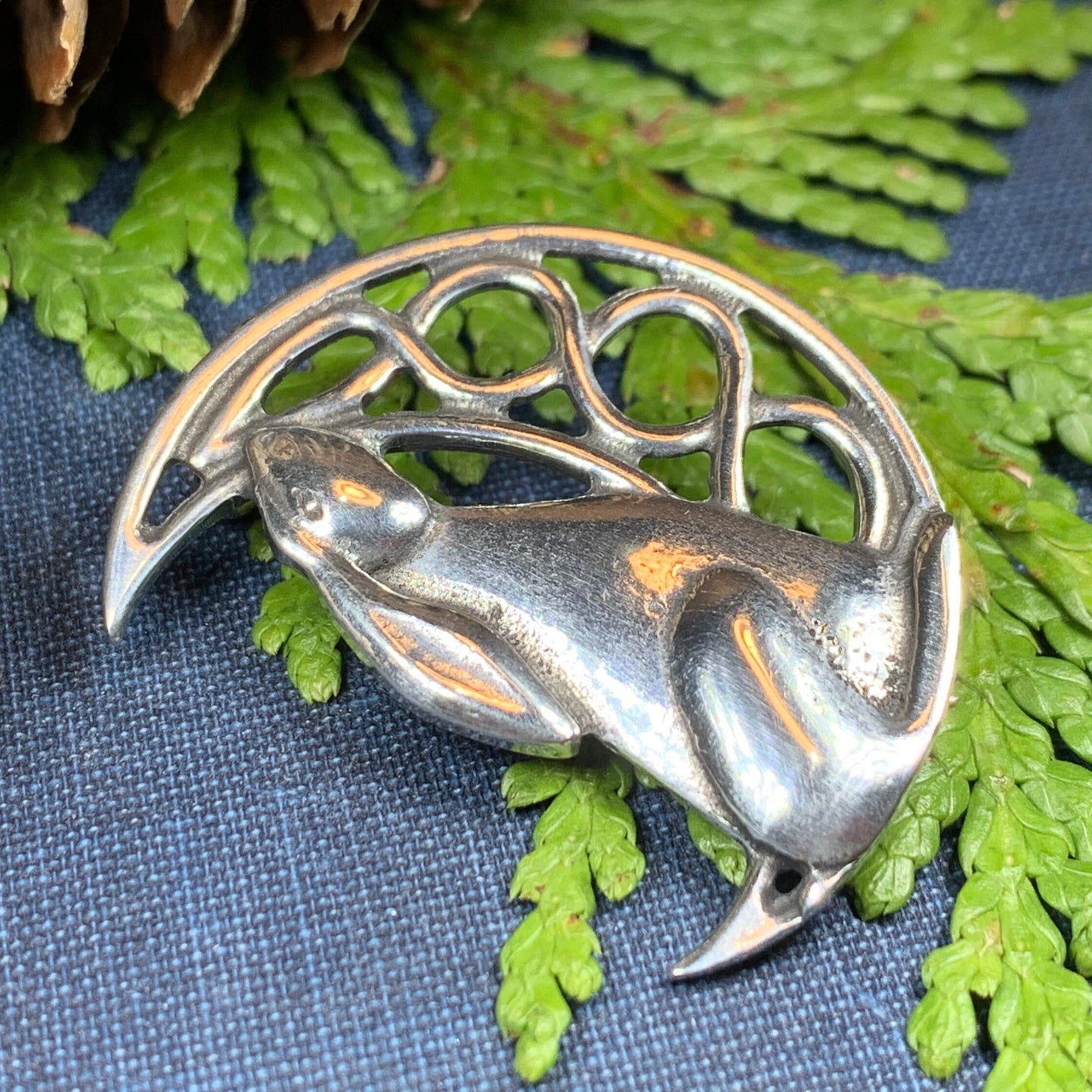 Evanora Celtic Rabbit Moon Pin in Pewter — view 6