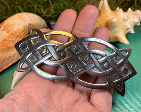 Load image into Gallery viewer, Celtic Knot Hair Clip, Celtic Barrette, Irish Jewelry, Pagan Jewelry, Friendship Gift, Wiccan Jewelry, Norse Jewelry, Animal Barrette
