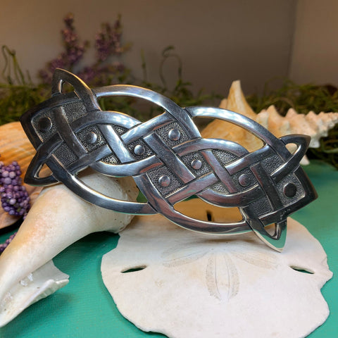 Load image into Gallery viewer, Celtic Knot Hair Clip, Celtic Barrette, Irish Jewelry, Pagan Jewelry, Friendship Gift, Wiccan Jewelry, Norse Jewelry, Animal Barrette
