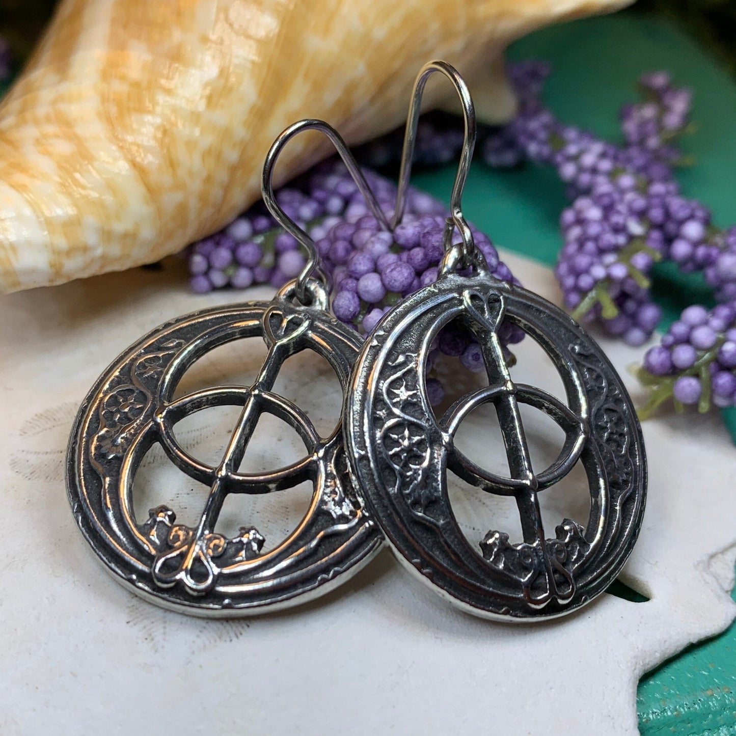 Pewter Chalice Well Earrings for Women — view 3