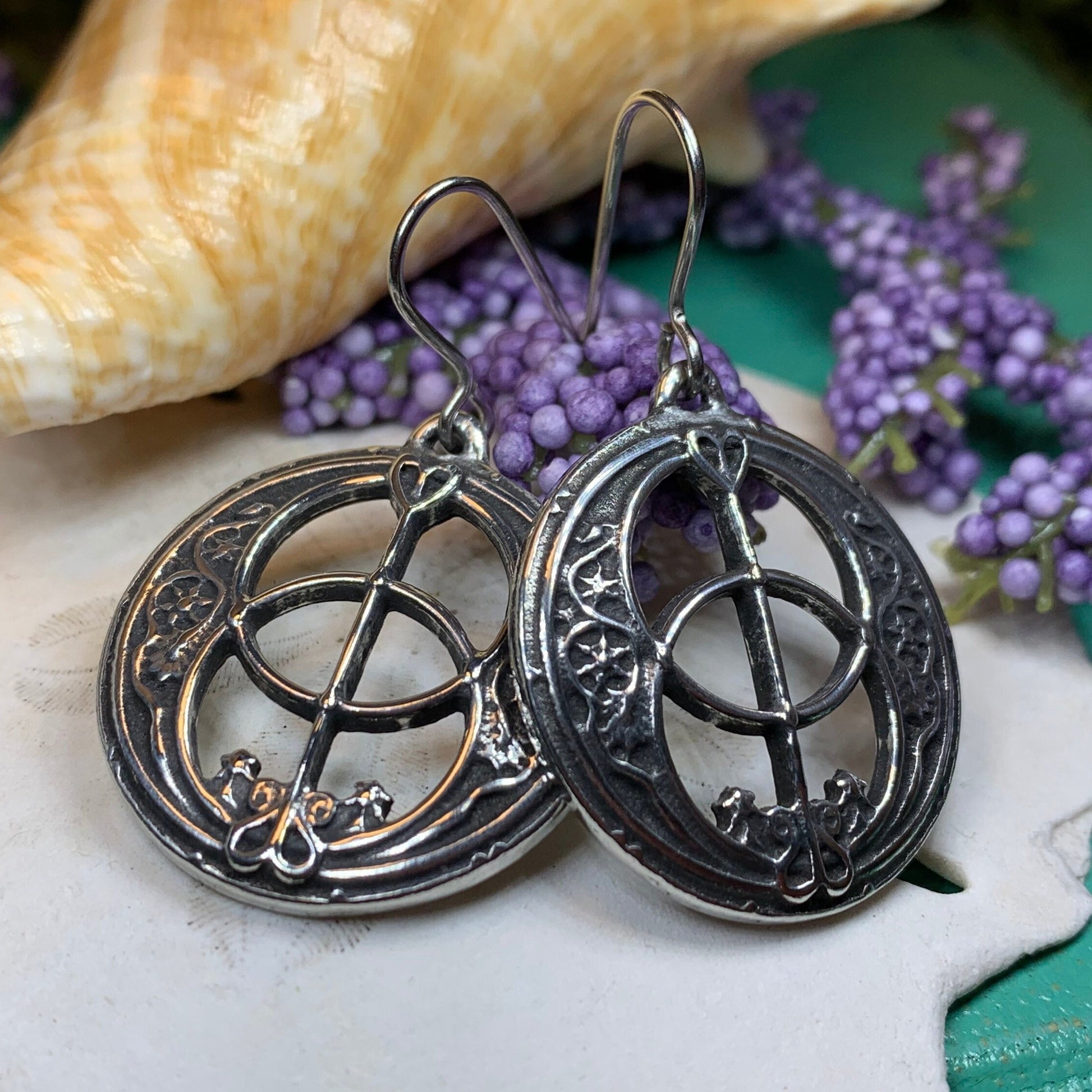 Pewter Chalice Well Earrings for Women — view 3