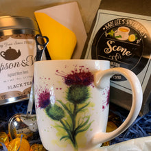 Load image into Gallery viewer, Scottish Tea Gift Box, Scotland Gift Box, Thistle Gift, Scotland Mug, Outlander Gift, New Home Gift, Get Well Gift, Thank You Gift, Scones
