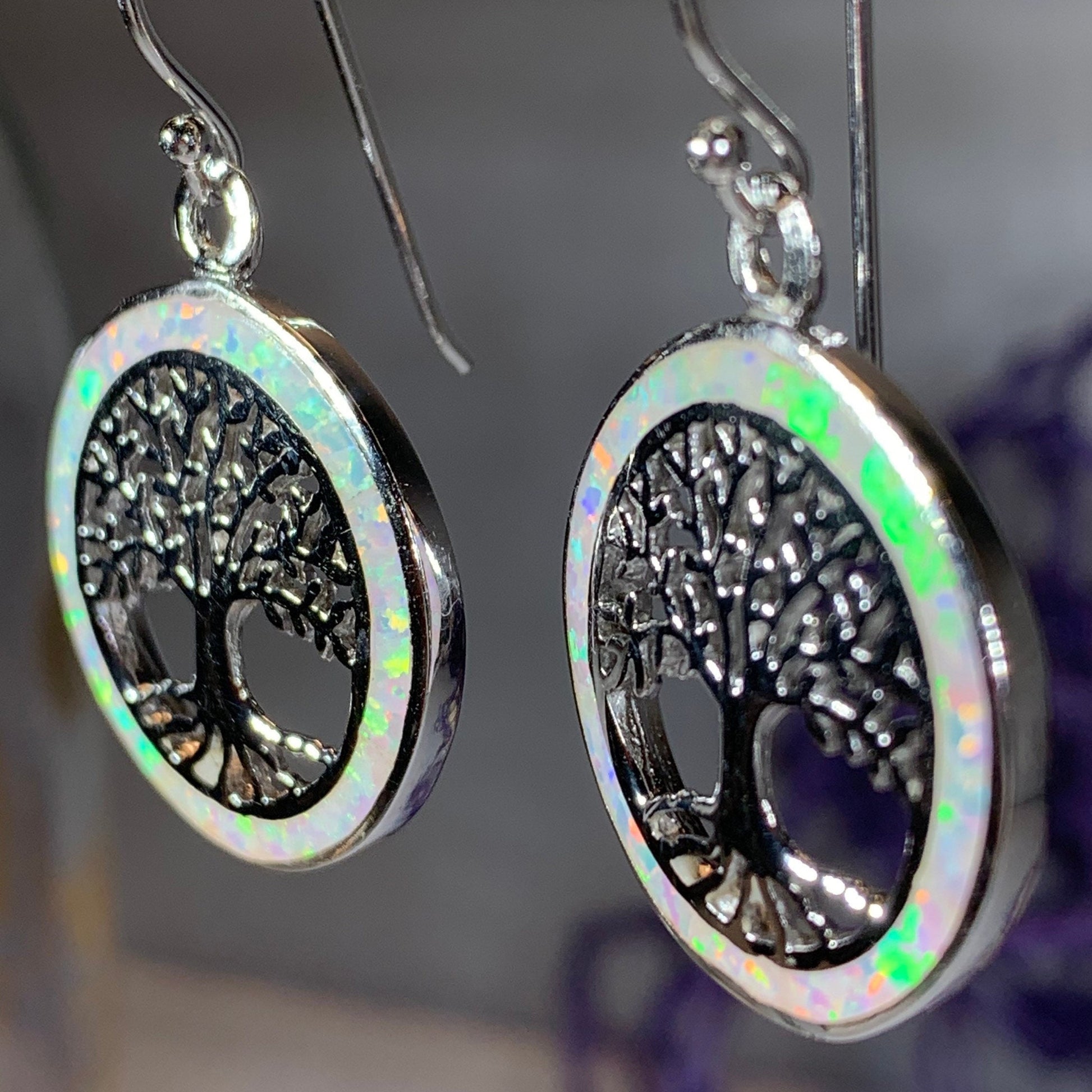 Tree of Life Earrings, Celtic Jewelry, Irish Jewelry, Opal Jewelry, Norse Jewelry, Anniversary Gift, Sister, Girlfriend, Graduation Gift