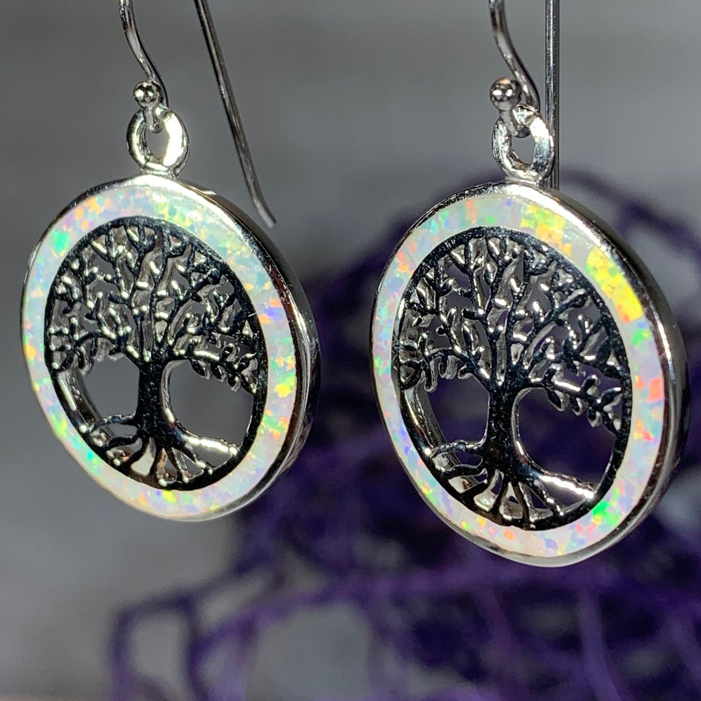 Tree of Life Earrings, Celtic Jewelry, Irish Jewelry, Opal Jewelry, Norse Jewelry, Anniversary Gift, Sister, Girlfriend, Graduation Gift