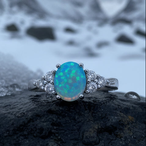 Opal Celtic Ring, Celtic Ring, Opal Engagement Ring, Blue Opal Ring, Anniversary Gift, Cocktail Ring, Birthstone Ring, Wife Gift, Mom Gift