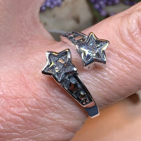 Load image into Gallery viewer, Silver Star Ring, Celestial Ring, Boho Ring, Shooting Stars Ring, Cocktail Ring, Celtic Ring, Statement Ring, Wiccan Jewelry, Promise Ring
