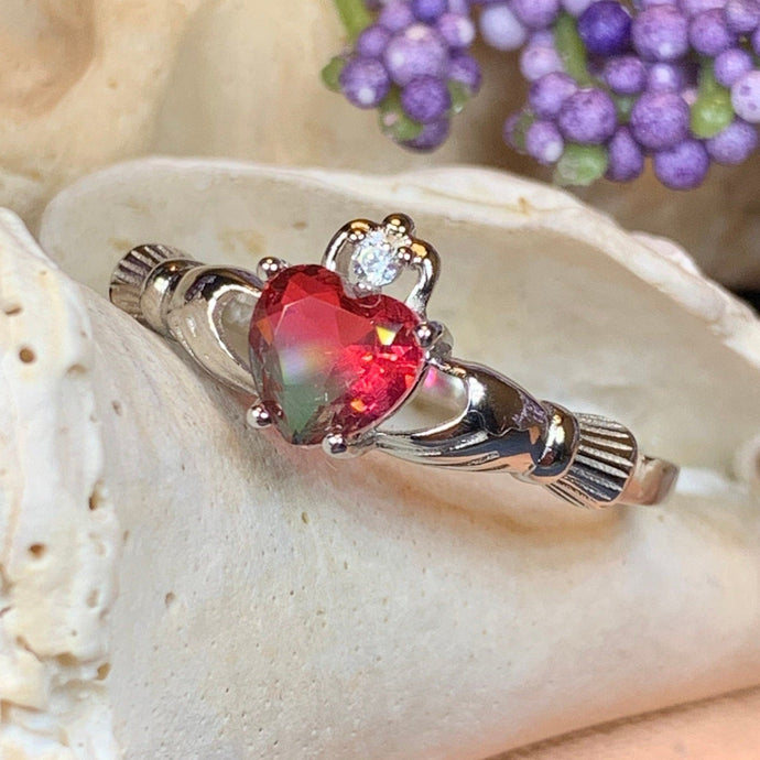 Claddagh Ring, Celtic Jewelry, Irish Jewelry, Bridal Jewelry, Ireland Gift, Promise Ring, Anniversary Gift, Tourmaline Ring, Wife Gift