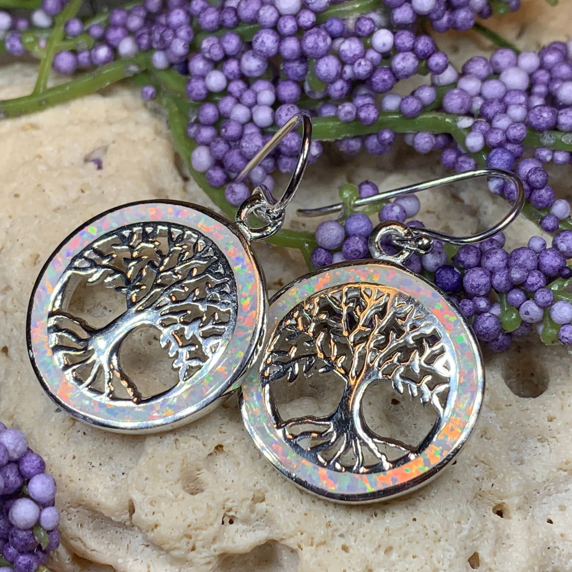 Tree of Life Earrings, Celtic Jewelry, Irish Jewelry, Opal Jewelry, Norse Jewelry, Anniversary Gift, Sister, Girlfriend, Graduation Gift