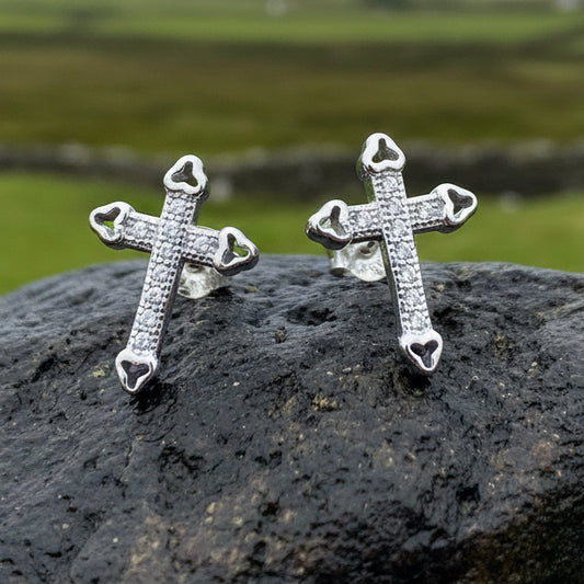 Cross Stud Earrings, Irish Jewelry, Post Earrings, Anniversary Gift, Spiritual Jewelry, Cross Jewelry, Religious Jewelry, Christian Jewelry
