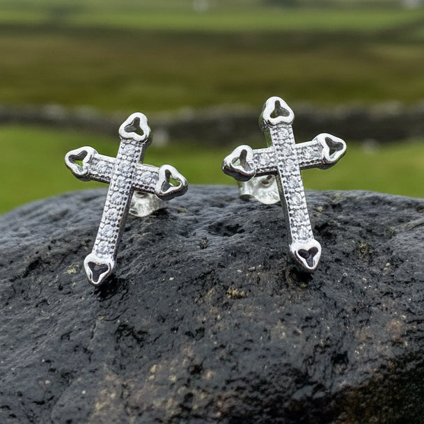 Cross Stud Earrings, Irish Jewelry, Post Earrings, Anniversary Gift, Spiritual Jewelry, Cross Jewelry, Religious Jewelry, Christian Jewelry
