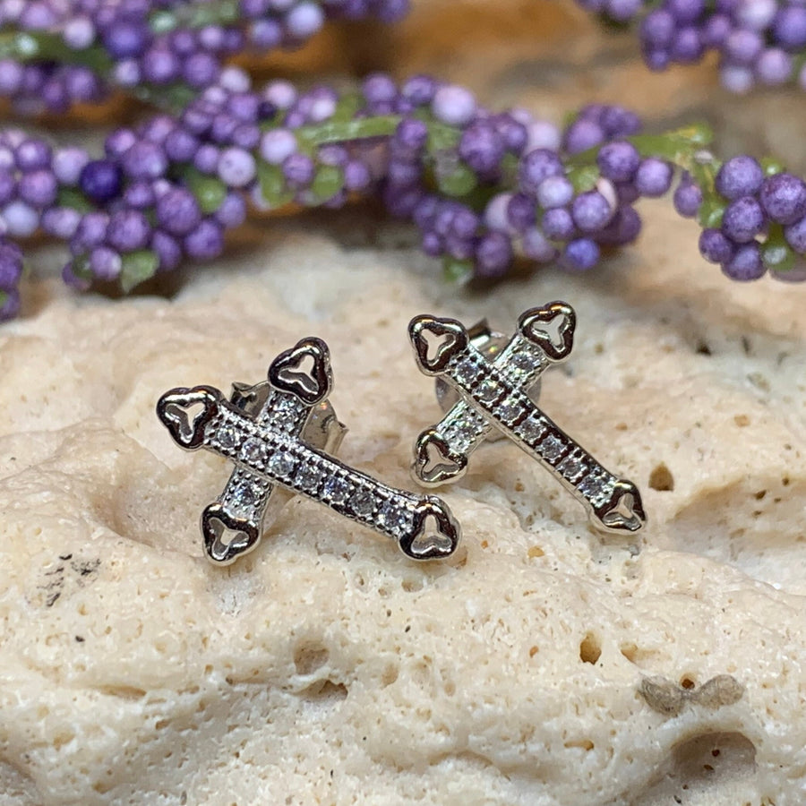 Cross Stud Earrings, Irish Jewelry, Post Earrings, Anniversary Gift, Spiritual Jewelry, Cross Jewelry, Religious Jewelry, Christian Jewelry