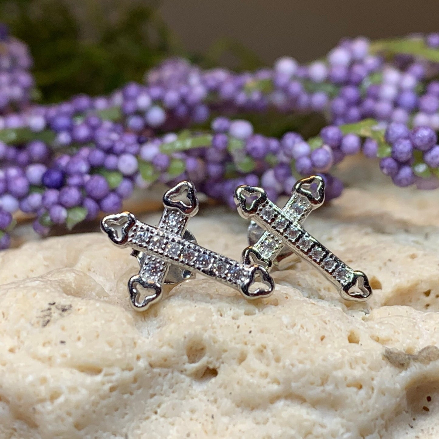 Faith Cross Stud Earrings — view 8