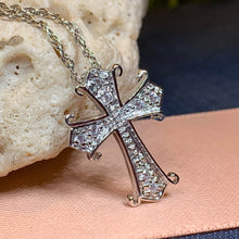 Load image into Gallery viewer, Celtic Cross Necklace, Diamond Cross Pendant, Irish Cross, First Communion Gift, Religious Jewelry, Bridal Cross Necklace, Wife Gift
