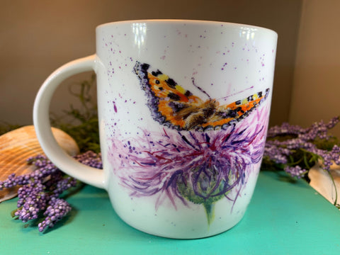 Load image into Gallery viewer, Thistle Mug, Scotland Gift, Scottish Thistle Mug, Ceramic Mug, Outlander Gift, Coffee Mug Gift, Mom Gift, Dad Gift, Wife Gift, Gift for her

