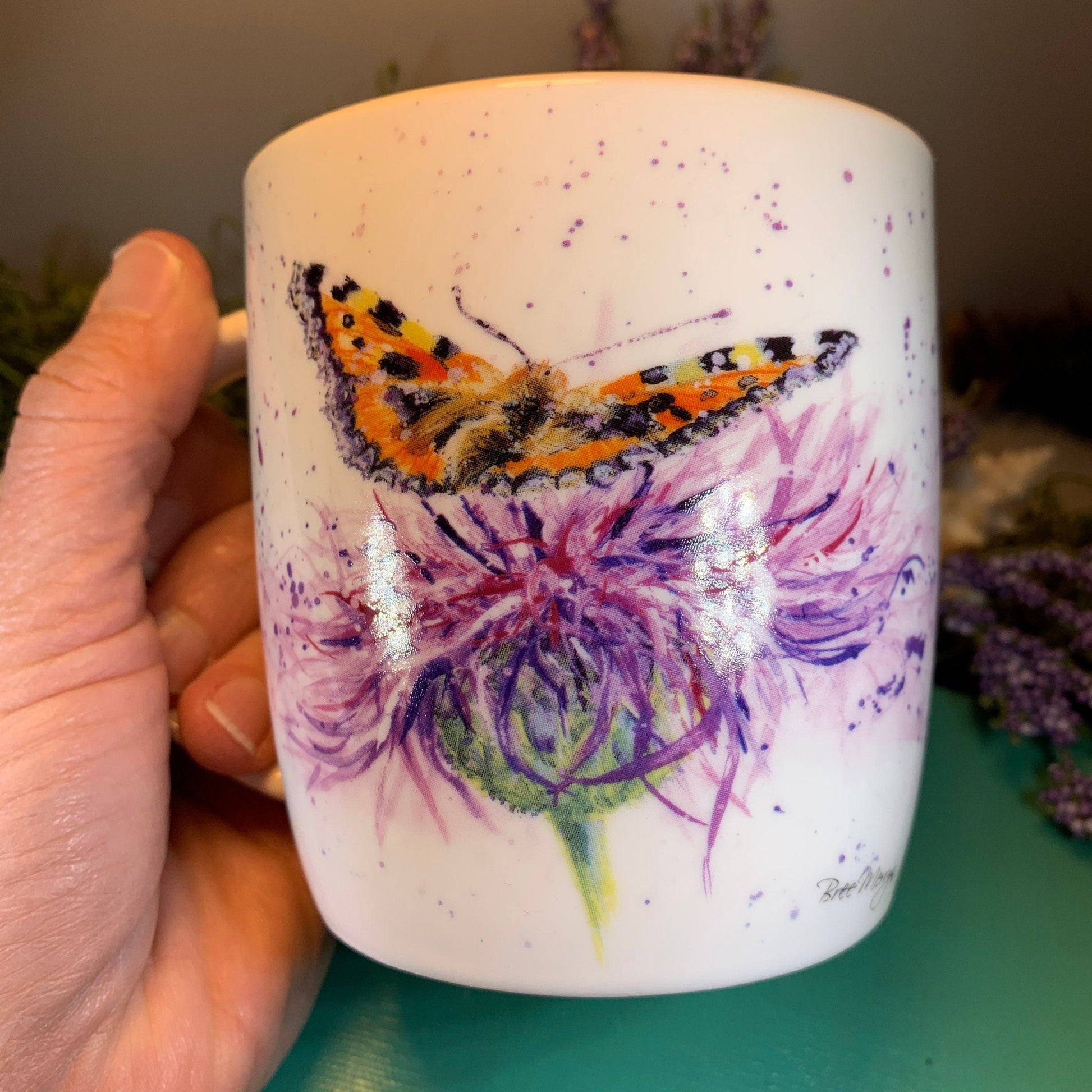 Bree Merryn Scottish Thistle & Butterfly Mug — view 2