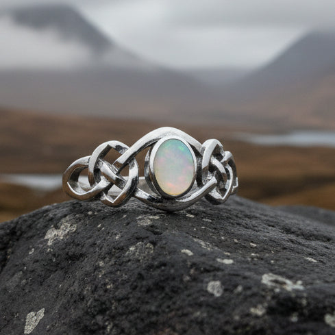 Mina Celtic Knot Ring with Mother of Pearl — view 3