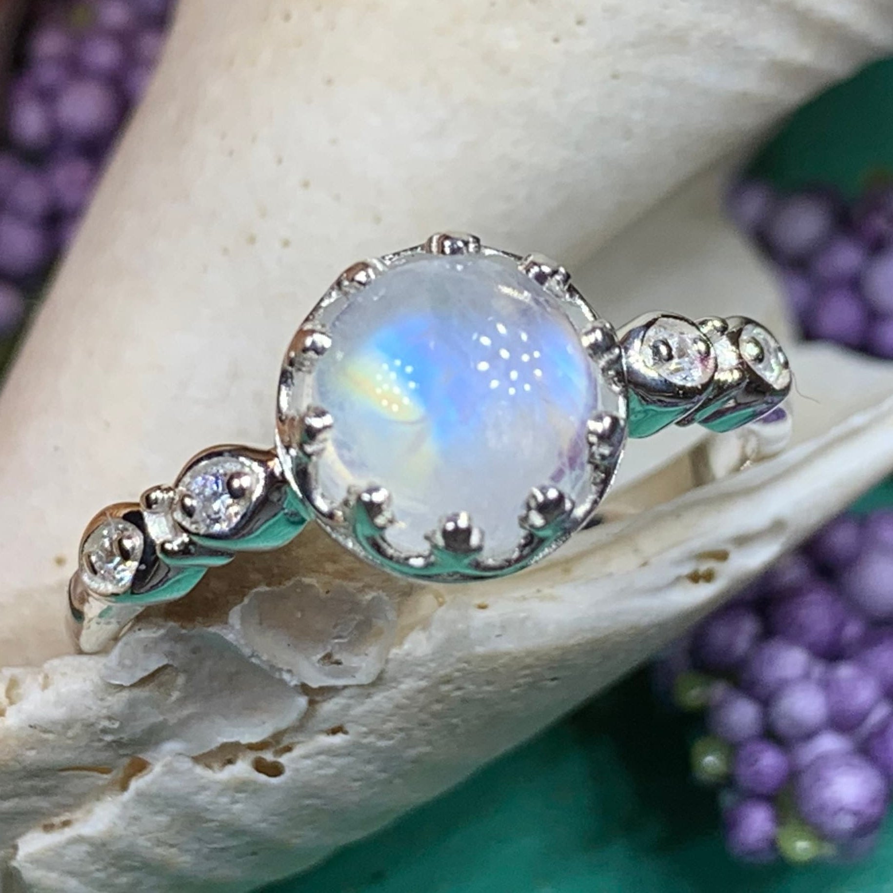Moonstone Ring, Promise Ring, Engagement Ring, Celtic Jewelry, Anniversary Gift, Wiccan Jewelry, Boho Statement Ring, Cocktail Ring