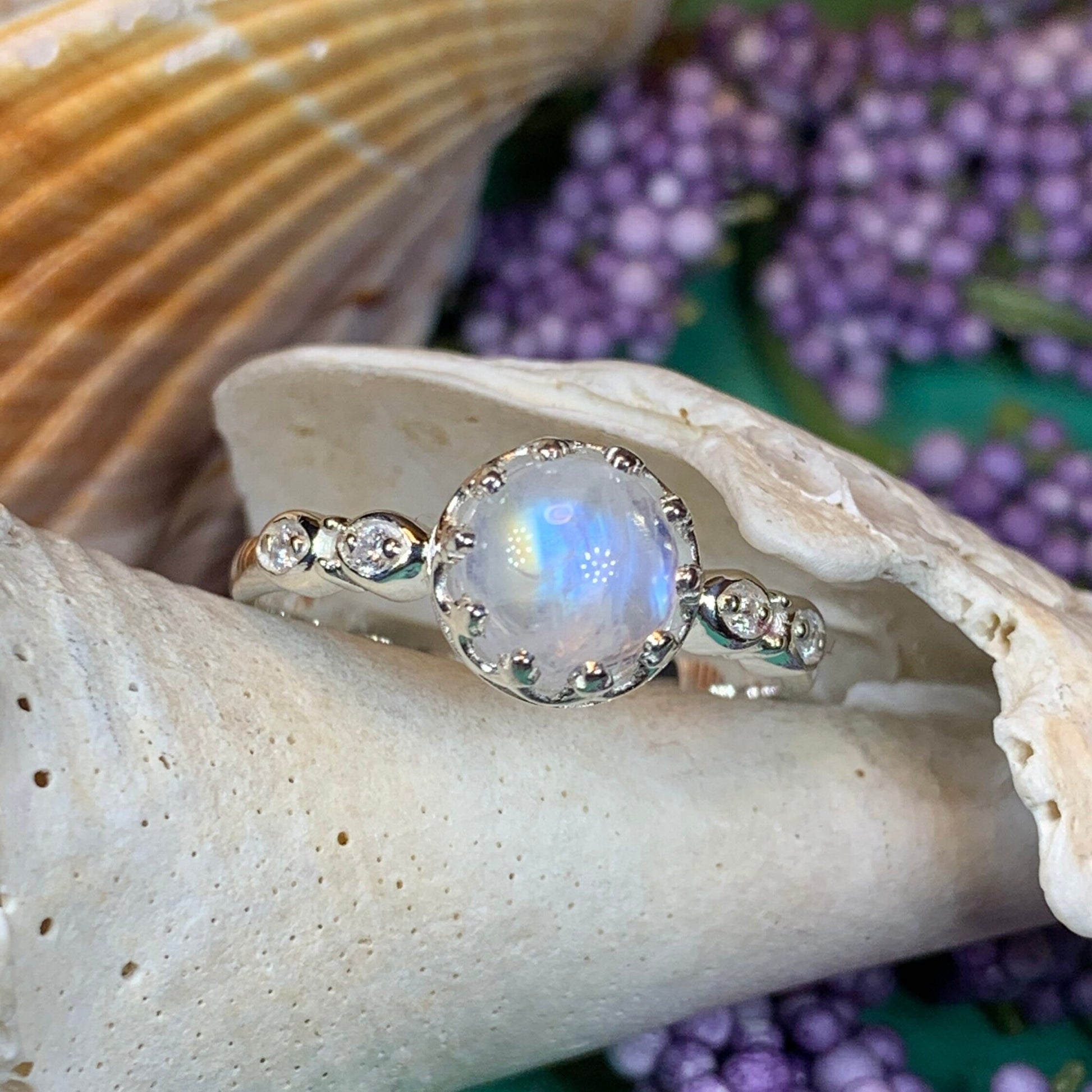 Moonstone Ring, Promise Ring, Engagement Ring, Celtic Jewelry, Anniversary Gift, Wiccan Jewelry, Boho Statement Ring, Cocktail Ring