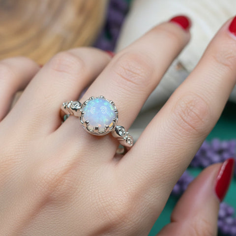 Load image into Gallery viewer, Moonstone Ring, Promise Ring, Engagement Ring, Celtic Jewelry, Anniversary Gift, Wiccan Jewelry, Boho Statement Ring, Cocktail Ring
