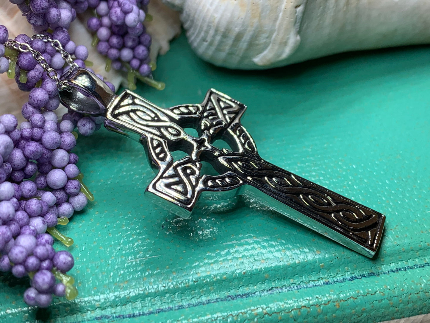 Celtic Cross Necklace, Cross Pendant, Irish Cross, Anniversary Gift, First Communion Gift, Baptism Cross, Religious Jewelry, Spiritual Gift