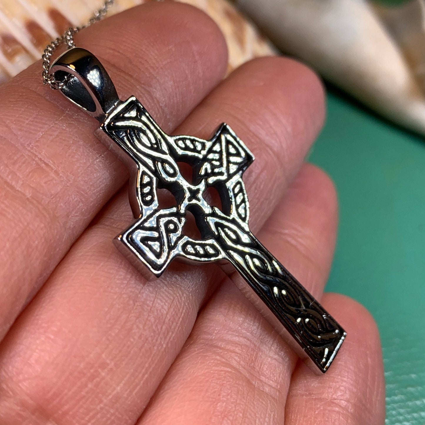 Celtic Cross Necklace, Cross Pendant, Irish Cross, Anniversary Gift, First Communion Gift, Baptism Cross, Religious Jewelry, Spiritual Gift