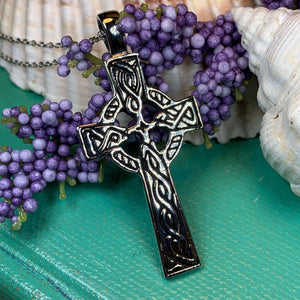 Celtic Cross Necklace, Cross Pendant, Irish Cross, Anniversary Gift, First Communion Gift, Baptism Cross, Religious Jewelry, Spiritual Gift