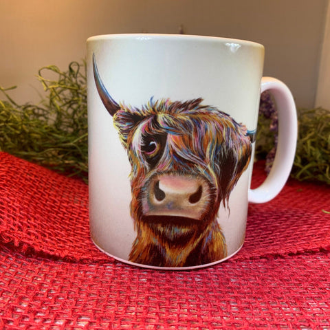 Load image into Gallery viewer, Highland Cow Mug, Scotland Gift, Scottish Mug, Ceramic Mug, Cow Lover Gift, Outlander Gift, Coffee Mug Gift, Mom Gift, Dad Gift, Wife Gift
