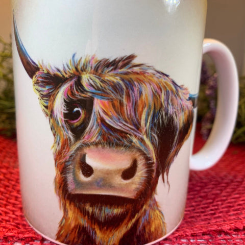 Load image into Gallery viewer, Highland Cow Mug, Scotland Gift, Scottish Mug, Ceramic Mug, Cow Lover Gift, Outlander Gift, Coffee Mug Gift, Mom Gift, Dad Gift, Wife Gift
