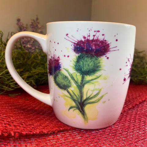 Load image into Gallery viewer, Thistle Mug, Scotland Gift, Scottish Thistle Mug, Ceramic Mug, Outlander Gift, Coffee Mug Gift, Mom Gift, Dad Gift, Wife Gift, Gift for her
