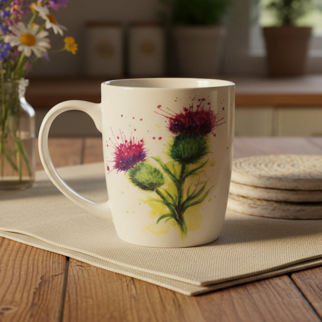 Thistle Mug, Scotland Gift, Scottish Thistle Mug, Ceramic Mug, Outlander Gift, Coffee Mug Gift, Mom Gift, Dad Gift, Wife Gift, Gift for her