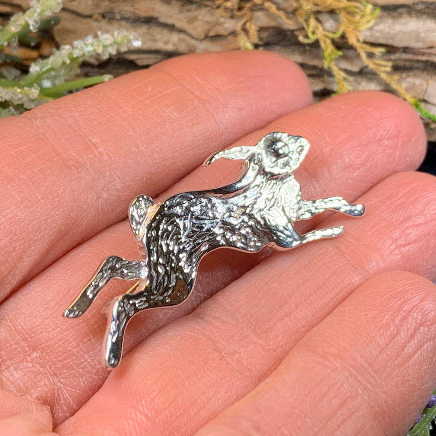 Meadowjumper Sterling Silver Rabbit Brooch - Handmade in Scotland — view 9
