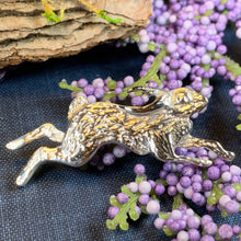 Load image into Gallery viewer, Rabbit Pin, Nature Jewelry, Hare Jewelry, Hare Brooch, Bunny Pin, Animal Jewelry, New Beginnings, Inspirational Gift, Mom Gift, Wife Gift
