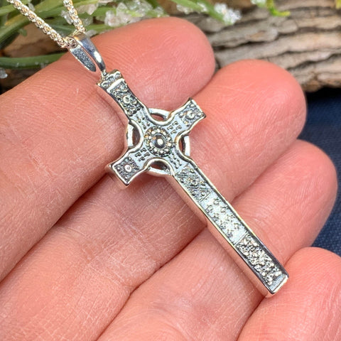 Load image into Gallery viewer, Celtic Cross Necklace, Scottish Jewelry, St. John's Cross Pendant, First Communion Cross, Christian Jewelry, Religious Jewelry, Dad Gift
