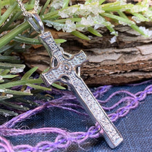 Load image into Gallery viewer, Celtic Cross Necklace, Scottish Jewelry, St. John&#39;s Cross Pendant, First Communion Cross, Christian Jewelry, Religious Jewelry, Dad Gift

