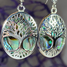Load image into Gallery viewer, Tree of Life Earrings, Celtic Jewelry, Irish Jewelry, Norse Jewelry, Ireland Gift, Tree Jewelry, Abalone Shell Jewelry, Scotland Jewelry

