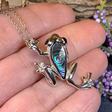 Load image into Gallery viewer, Frog Necklace, Tree Frog Jewelry, Nature Jewelry, Abalone Jewelry, Shell Jewelry, Animal Jewelry, Anniversary Gift, Mom Gift, Sister Gift
