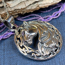 Load image into Gallery viewer, Celtic Horse Necklace, Celtic Jewelry, Equestrian Jewelry, Viking Jewelry, Irish Jewelry, Wiccan Jewelry, Epona Pendant, Norse Jewelry
