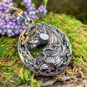 Celtic Horse Necklace, Celtic Jewelry, Equestrian Jewelry, Viking Jewelry, Irish Jewelry, Wiccan Jewelry, Epona Pendant, Norse Jewelry