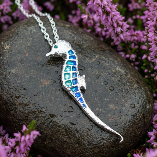 Seahorse Necklace, Beach Jewelry, Ocean Necklace, Enamel Pendant, Retirement Gift, Sea Jewelry, Nautical Jewelry, Ocean Lover Gift, Mom Gift