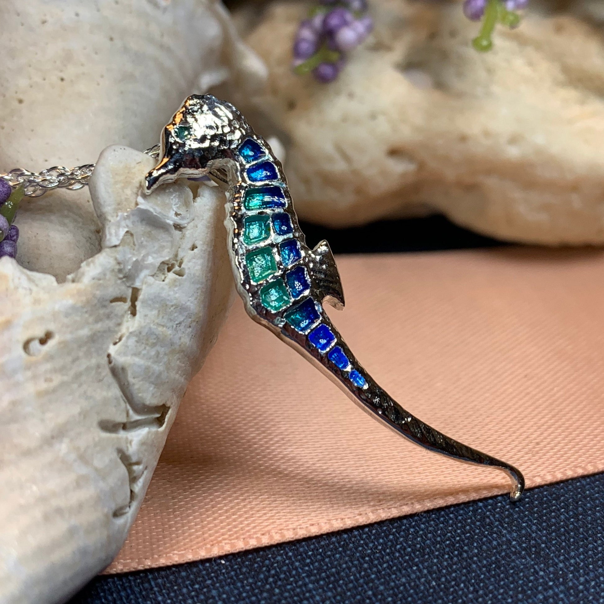 Seahorse Necklace, Beach Jewelry, Ocean Necklace, Enamel Pendant, Retirement Gift, Sea Jewelry, Nautical Jewelry, Ocean Lover Gift, Mom Gift
