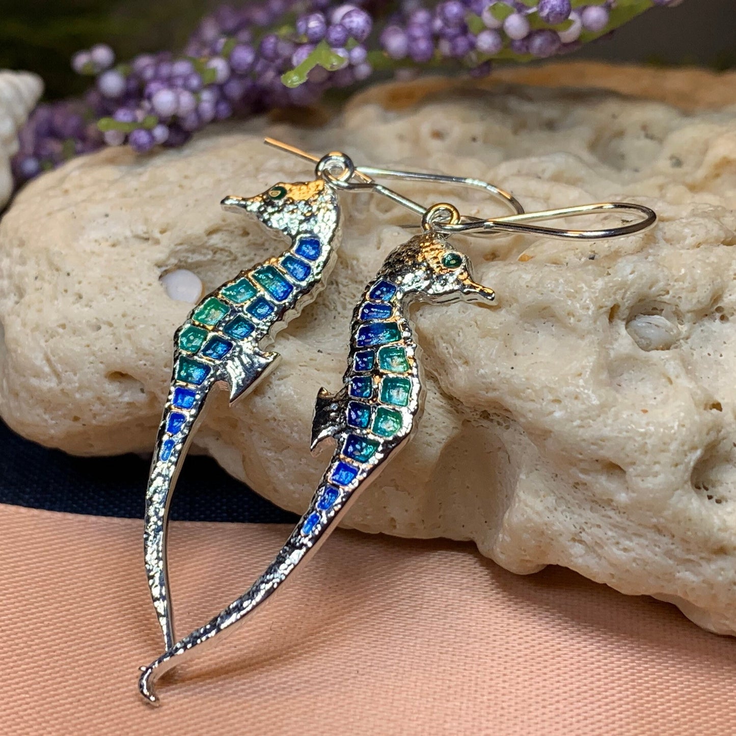 Seahorse Earrings, Beach Lover Gift Jewelry, Nautical Drop Earrings, Mom Gift, Anniversary Gift, Ocean Jewelry, Sister Gift, Girlfriend Gift