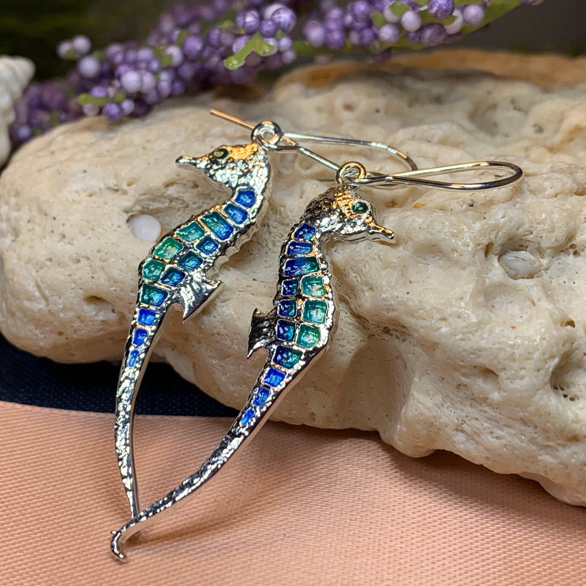 Seahorse Earrings, Beach Lover Gift Jewelry, Nautical Drop Earrings, Mom Gift, Anniversary Gift, Ocean Jewelry, Sister Gift, Girlfriend Gift