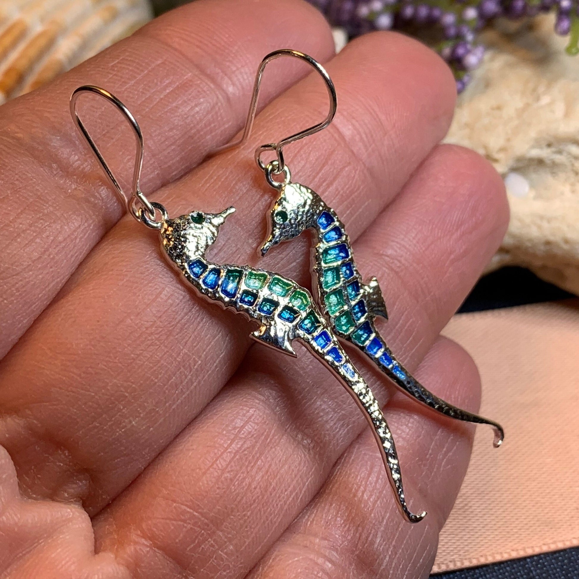 Seahorse Earrings, Beach Lover Gift Jewelry, Nautical Drop Earrings, Mom Gift, Anniversary Gift, Ocean Jewelry, Sister Gift, Girlfriend Gift