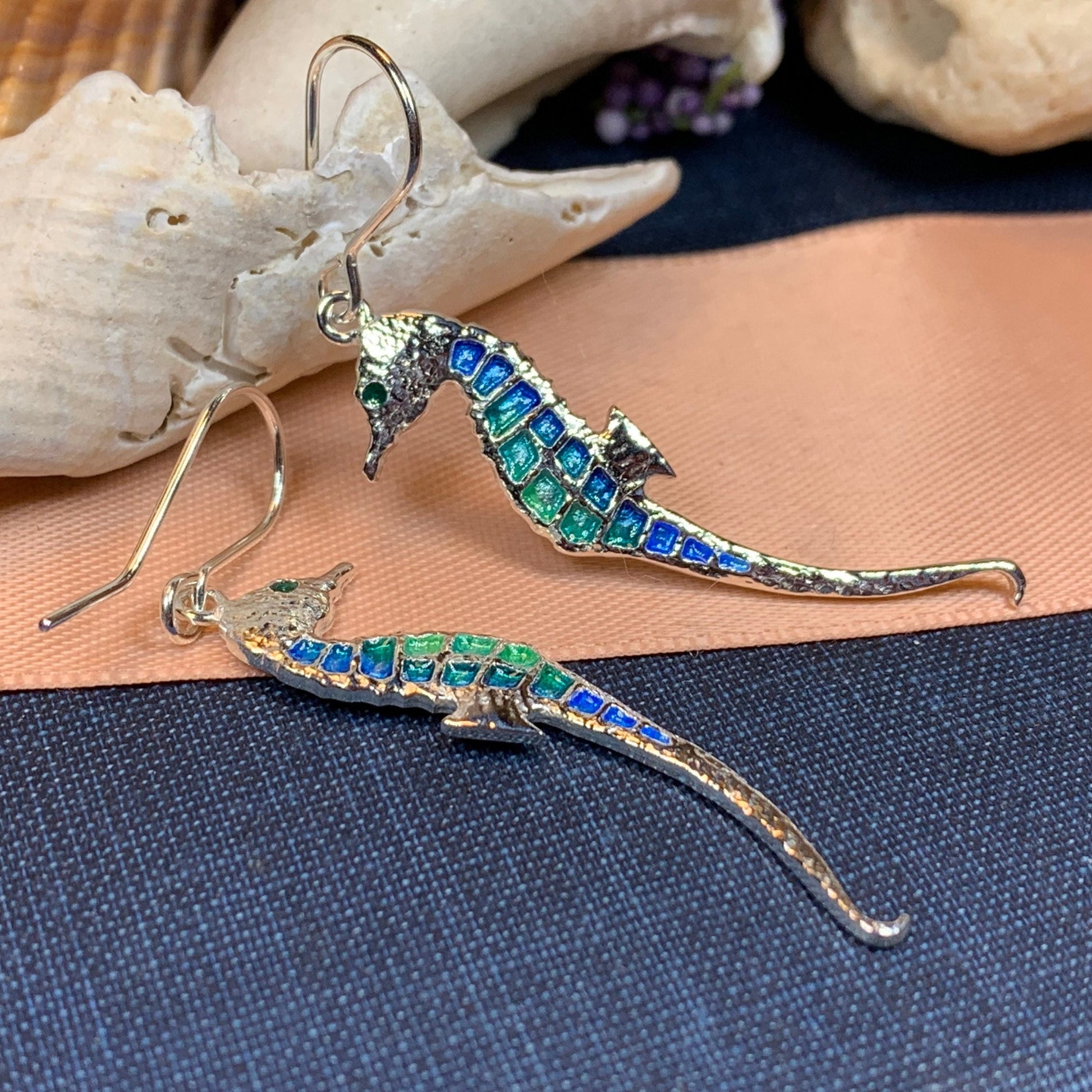 Seahorse Earrings, Beach Lover Gift Jewelry, Nautical Drop Earrings, Mom Gift, Anniversary Gift, Ocean Jewelry, Sister Gift, Girlfriend Gift
